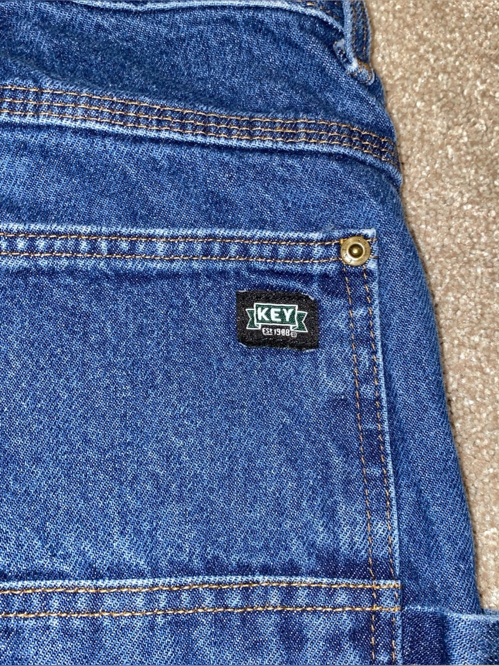 Key Double Knee Jeans Men’s 42 X 30 Carpenter Has Some Fading Workwear - Picture 4 of 8